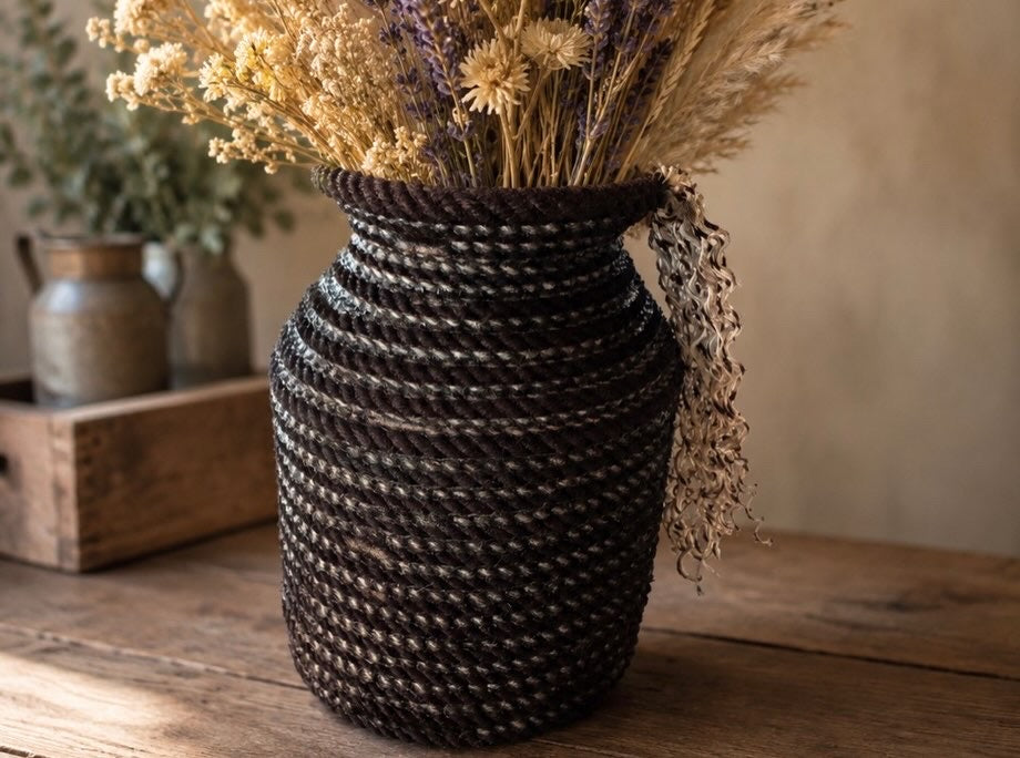 Rope Milk Can Vase Full Wrap
