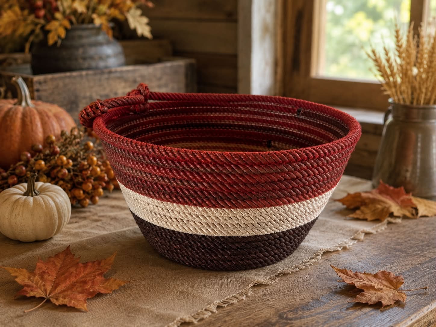 Large Three-Color Rope Bowl