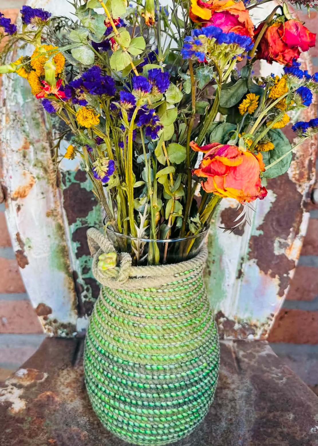 Rope Vase with Glass Insert